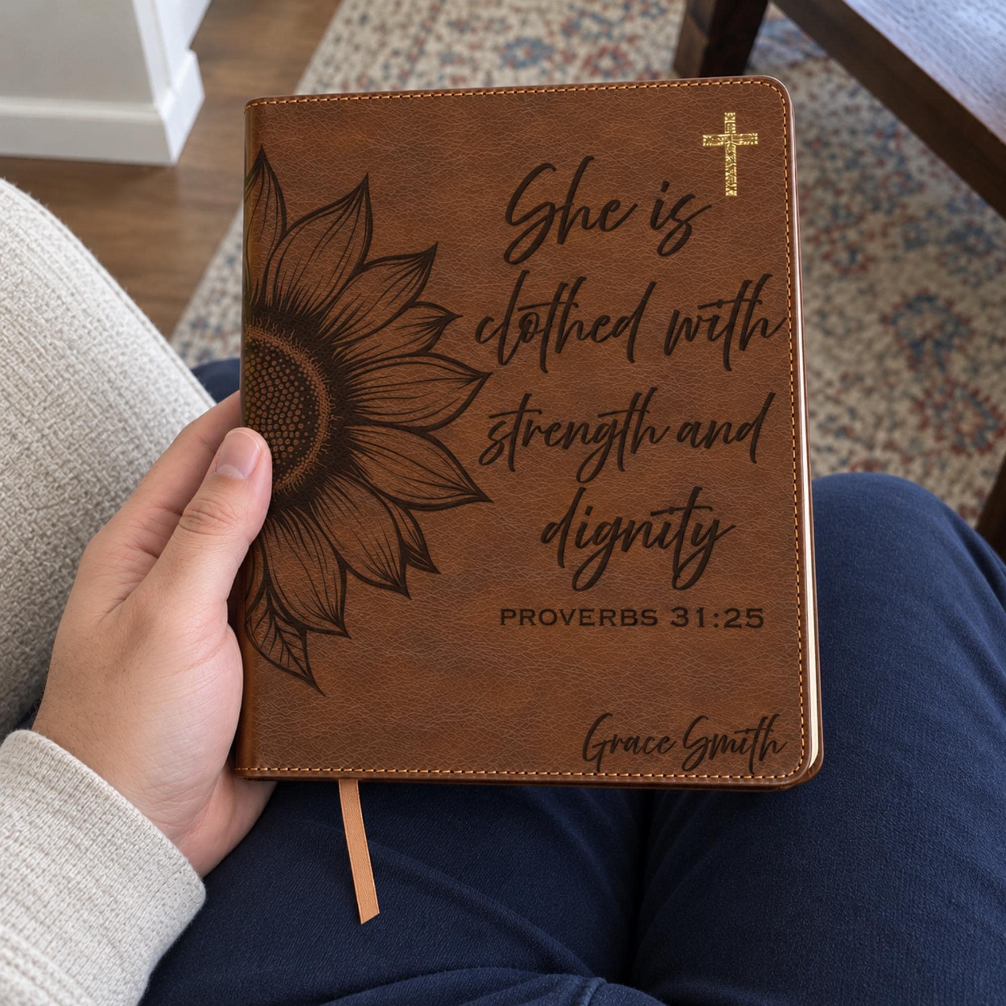 Sunflower and Proverbs 31:25 · NIV Journal the Word Bible